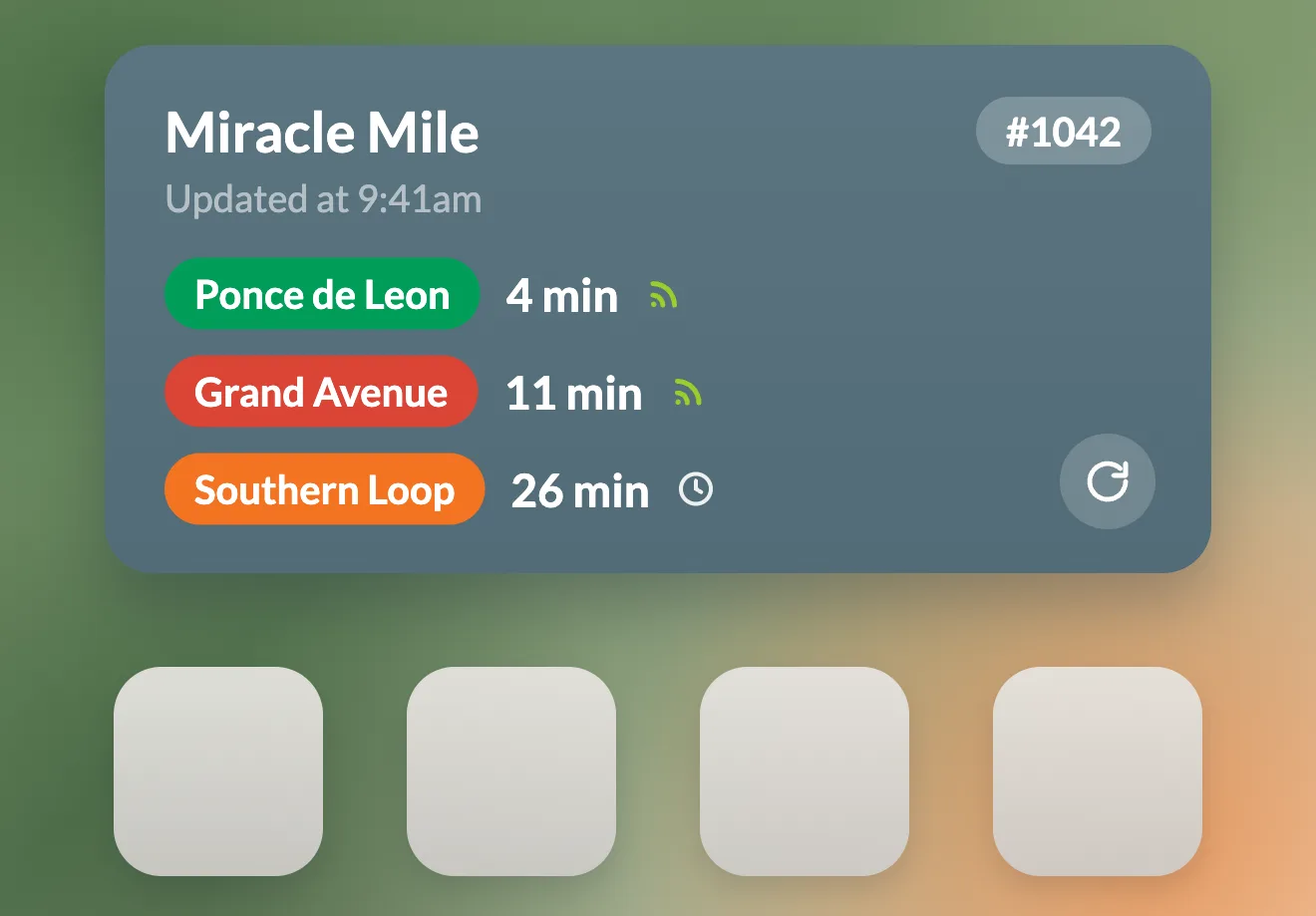 Area de vista previa para los proximos widgets de Coral Gables Trolley Tracker